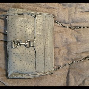 Rebecca Minkoff grey ostrich MAC shoulder bag